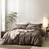 BDEAR Linen Feel Light Chocolate Brown Duvet Cover Twin Size 90'' L x 68'' W, Percale 100% Washed Cotton Duvet Cover with Zipper Closure Plus 1 Pillowcase, Oeko TEX Standard 100 Certificated BDEAR