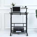 UNICOO Portable Standing Desk on Wheels, Height Adjustable Mobile Workstation, Versatile for Home Office, Rolling Sit to Stand Design, Ergonomic - (U101-B) UNICOO