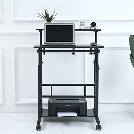 UNICOO Portable Standing Desk on Wheels, Height Adjustable Mobile Workstation, Versatile for Home Office, Rolling Sit to Stand Design, Ergonomic - (U101-B) UNICOO
