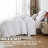 BOLINLIVING Waffle Weave Duvet Cover Twin Size, Kid's Microfiber Duvet Cover with Pillow Sham, White Textured Soft Comforter Cover for All Season with Zipper Closure and Corner Ties BOLINLIVING