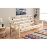 HomeStock Full Size Futon Frame with Mattress - Convertible Sofa Bed - Antique White Linen Aqua/Without Storage Drawers HomeStock
