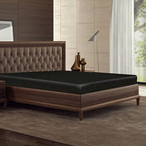 HommxJF Silk Satin Black Full Fitted Sheet, Deep Pocket Fitted Sheet Only, Breathable, Non- Fading, Fully Elasticized Bed Sheets Sold Separately HommxJF