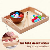 Montessori Wooden Trays with Handles, 3 Pack Small Medium Big Quality Wood Tray for Toddlers and Kids Montessori Activities, Trays to Store Toys and Educational Aids at Home Kindergarten (Beech) BBtinker