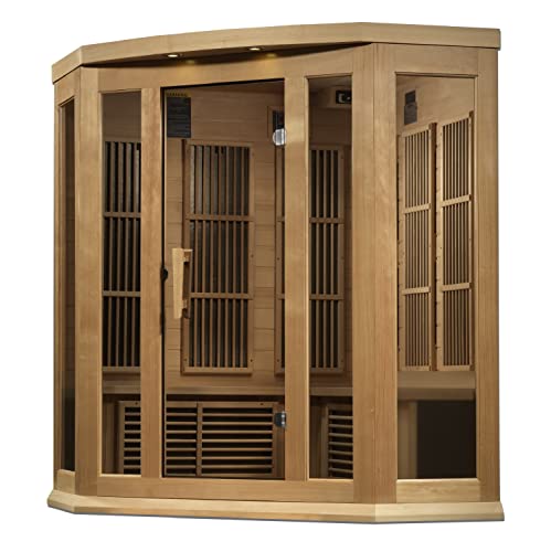 DYNAMIC SAUNAS Maxxus MX-K356-01 Elite 3-Person Corner Near Zero EMF (Under 2 MG) FAR Infrared Sauna, (Canadian Hemlock) Curb Side Delivery DYNAMIC SAUNAS