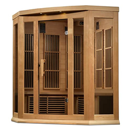 DYNAMIC SAUNAS Maxxus MX-K356-01 Elite 3-Person Corner Near Zero EMF (Under 2 MG) FAR Infrared Sauna, (Canadian Hemlock) Curb Side Delivery DYNAMIC SAUNAS