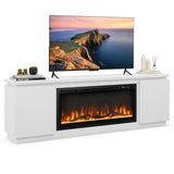 Tangkula Fireplace TV Stand for TVs up to 80", 70" Media Console Table with 36" Electric Fireplace, 3 Adjustable Shelves, Anti-Tipping Kits & Soft Close Hinges, Entertainment Center (White) Tangkula