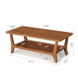LITTLE TREE Solid Wood Coffee Table, 47-Inch Living Room Center Table with Shelf, 2-Tier, Smooth Corners, Child-Friendly, Easy Assembly, Brown LITTLE TREE