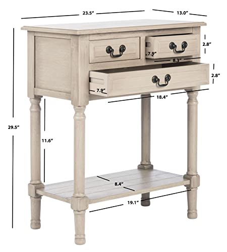 SAFAVIEH Home Collection – Primrose Greige Console Table with Three Drawers & Shelf, Classic Contemporary Storage Console, Compact Entryway Design (CNS5707D) SAFAVIEH