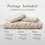 Oli Anderson Boho Duvet Cover Set Queen Size, Beige and Sage Green Color Clash 3 Pieces Microfiber Bedding Set, Durable and Super Soft Duvet Covers with Zipper and Ties, 90"*90" Oli Anderson