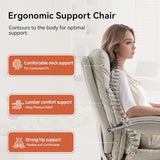 LEAGOO Office Chair with Foot Rest, Ergonomic Executive Office Chair with Arms, Reclining High Back PU Leather Comfy Swivel Computer Desk Chairs with Wheels and Lumbar Support for Home Office, Cream LEAGOO