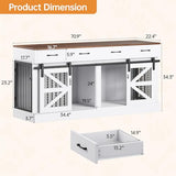 OtterOasis Extra Large Dog Crate Furniture for 2 Dogs, 71'' Dog Kennel Indoor with Removable Divider and 4 Storage Drawers, Sturdy Wooden Dog Crate TV Stand with 4 Doors for Large Medium Small Dogs OtterOasis