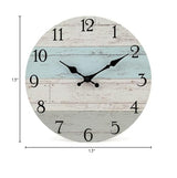 14 Inch Wooden Decorative Round Wall Clock Rustic Country Tuscan Style Wooden Home Decor Round Wall Clock for Living Room Home Pool Patio jomparis