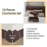 LANCO MODERN LIFESTYLE King Size Comforter Set, Brown, 10 Piece Bed in a Bag for All Seasons, Luxury Extreme Comfort Bedding Sets with Bedskirt, Pillow Shams, Euro Shams and Decor Pillows LANCO MODERN LIFESTYLE