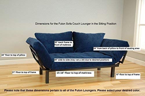 Best Futon Lounger Sit Lounge Sleep Smaller Size Furniture is Perfect for College Dorm Bedroom Studio Apartment Guest Room Covered Patio Porch. Key Kitty Key Chain Included. (Black) Kodiak Furniture