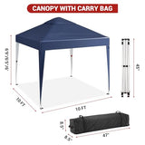 10 X 10 FT Pop Up Canopy Tent, Height Adjustable Sun Shade Shelter with Top Vent, Commercial Portable Instant Canopy with Wheeled Carry Bag, Waterproof Party Tent for Patio, Garden, Navy Blue PhoenixCrest