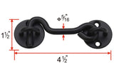 Raswik 4” Privacy Hook and Eye Gate Latch Easy Lock for Barn Door, Black Raswik