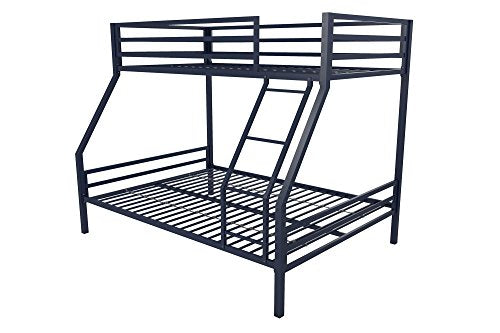 Novogratz Maxwell Twin-Over-Full Metal Bunk Bed with Ladder and Guardrails, Navy Blue