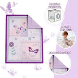 Wowelife Girl Crib Bedding Set, Butterfly Baby Girl Nursery Bedding Set, Premium Purple Baby Bedding Set, Baby Girl Cot Bed Set Include Quilted Comforter, Crib Skirt and Crib Sheet, Purple Wowelife