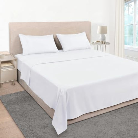 Mejoroom Full Size Sheet Sets - Hotel Luxury 1800 White Sheet - 16 Inch Deep Pocket Bed Sheets, Soft, Breathable, Wrinkle, Fade & Stain Resistant - 4 Piece (Full, White) Mejoroom