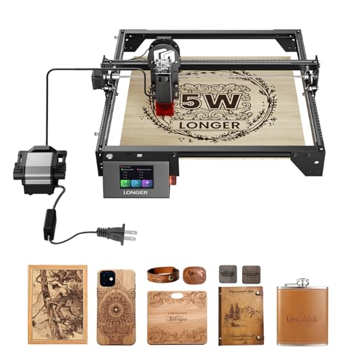 Longer RAY5 5W Laser Engraver with Air Pump, 3.5” Color Touch Screen, App Offline Control, DIY Engraver Tool for Metal/Glass/Wood Engraving Area 15.75"x15.75" Longer