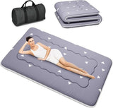 Kiseely Japanese Futon Mattress, Foldable Tatami Mat Portable Dormitory Sleeping Pad with Bag & Strap, Floor Thicken Sleeping Roll up Camping Mattress (Grey WS1, 60"X80") Kiseely
