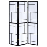Coaster Home Furnishings - Damis - Solid Wood - 70-Inch 3-Panel Room Divider Folding Shoji Screen with White Paper Panels and Geometric Design - Living Room & Bedroom - Black and White - 900102 Coaster Fine Furniture