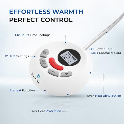 Heated Mattress Pad Twin Size Quilted Heating Electric Bed Warmer Luxury Comfort Heat Mattress Pad Cover Single Controller（10 Heat Setting | 1-12 Hours Auto Shut Off | with 8-21 Inch Deep Pocket）Gray VALUXE
