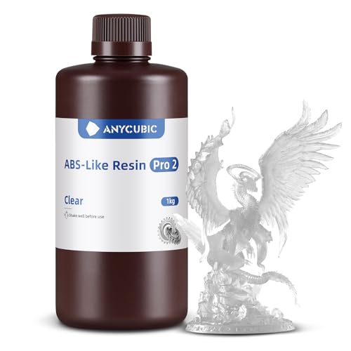 ANYCUBIC 3D Printer Resin, ABS-Like Resin Pro 2 with Enhanced Strength and Toughness, Performance far Superior to ABS-Like Resin, Low Odor, Wide Compatible for All Resin 3D Printers (Clear, 1kg)