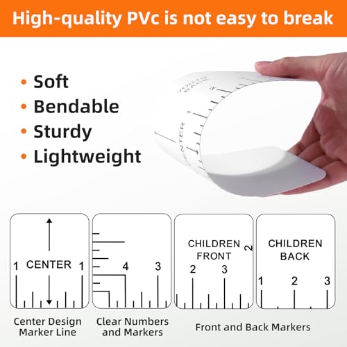 10 PCS T-Shirt Ruler Guide - Tshirt Measurement Tools for Children Youth Adult, V-Neck/Round PVC Rule Rulers Designs Heat Press Accessories for Vinyl Alignment, Heat Press MFJUNS