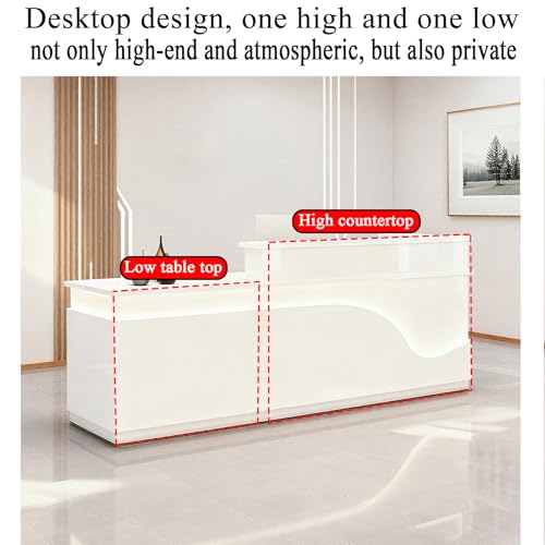 63in Reception Desk with Counter，Modern Front Desk Reception Counter for Checkout, Lobby, Beauty Salon (Left high)