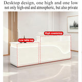 63in Reception Desk with Counter，Modern Front Desk Reception Counter for Checkout, Lobby, Beauty Salon (Left high)