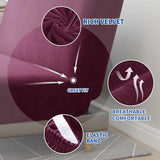 MAXIJIN Velvet Futon Cover Full Size Stretch Futon Mattress Cover Thick Soft Armless Sofa Bed Slipcover Plush Couch Furniture Protector with Elastic Bottom, Machine Washable (Wine Red) MAXIJIN