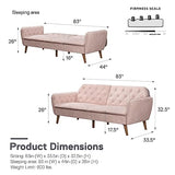 Novogratz Tallulah Memory Foam Futon, Convertible Couch, Pink Velvet Novogratz