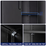 Yizosh Metal Storage Locking Cabinet with 4 Doors and 2 Adjustable Shelves,71" Lockable Garage Tall Steel Cabinet,for Home Office,Living Room,Pantry,Gym,Commercial Storage (Black) Yizosh