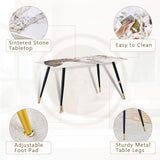 MUUOKY 6 Person Dining Table Set, Sintered Stone Dining Table Set for 6, Kitchen Table Chairs Set of 6, Easy to Assemble MUUOKY
