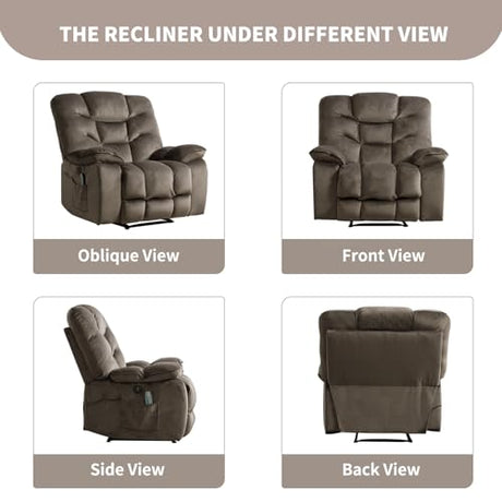 HAOMARKETS Oversized Electric Recliner Chair with Massage and Heat, 41" Wide Power Reclining Chairs with USB Port, Breathable Fabric Overstuffed Reclining Sofa for Living Room Bedroom (No Lift) HAOMARKETS