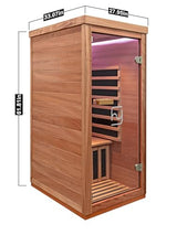 Haoyao Indoor Infrared Hemlock & Okoume 1100W 1-Person MINI Sauna with LED Lights, Bluetooth Speakers – A Gift for Parents or Friends Haoyao
