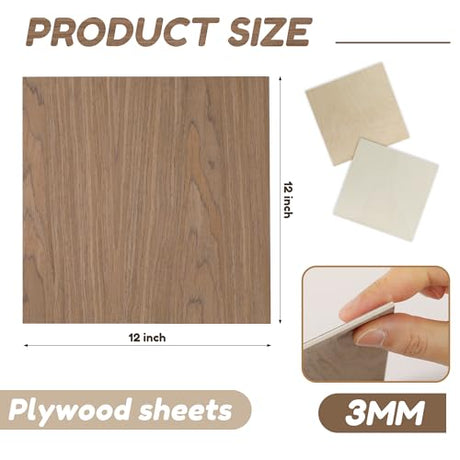 6 Pack Walnut Wood Sheets, 12 x 12 x 1/8 Inch Basswood + Walnut + Birch, Wood for Laser Cutting and Engraving, 3mm Plywood for Laser Cutting, Wood for Crafts, Laser Engraving Blanks, Unfinished Wood lilLittle
