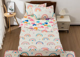 Meeting Story 3pcs Kids Comforter Sets Zipper Bedding Set for Girls,Twin Kid Bedding Set Rainbow Comforter Flower Bedding for Kid,All in one Zipper Bedding（Beige,Twin） Meeting Story