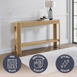 Alaterre Furniture Fluted Solid Wood Console Table - 56 Inch Modern Entryway Table with Storage Shelf - Easy Assembly Living Room Furniture for Behind the Couch, Entryway, or Hallway (Light Oak) Alaterre Furniture