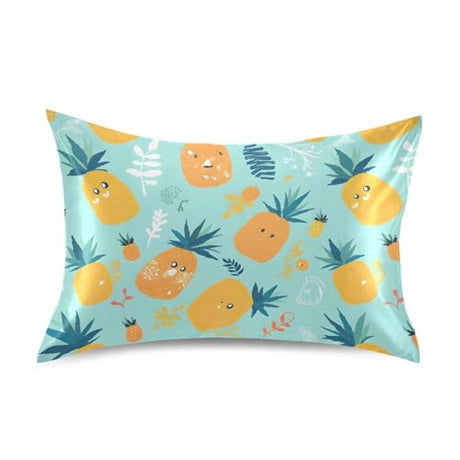 Bokkoy Soft and Silky Satin Pillow Case with Tropical Pineapple Wrinkle Resistance for Standard, Queen, and King Sizes - Single Pack Sales Bokkoy