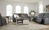 Signature Design by Ashley Barnsana Minimalist Power Reclining Loveseat with Console and USB Charging Ports, Gray Signature Design by Ashley