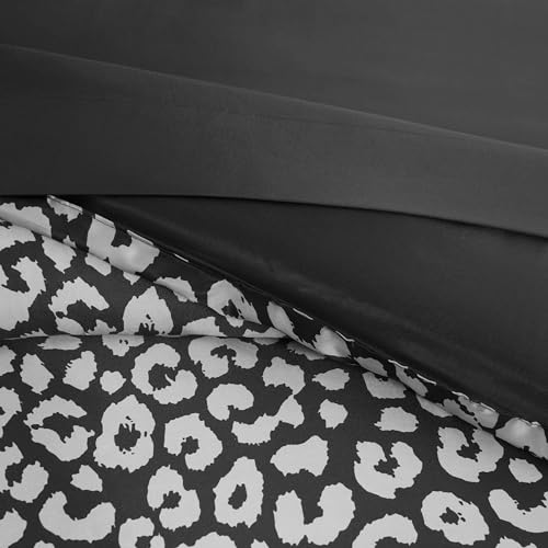 Juicy Couture Modern Black Leopard Satin Twin Comforter Set - Luxury Bed in a Bag – Soft & Stylish 6-Piece Bedding Collection Juicy Couture