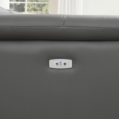 Luxury Power Reclining Motion Sectional Sofa Oversized Leather Upholstered Left Facing Recliner Sofa&Couch for Living Room, L-Shaped Power Recliner Couch W/USB Ports, Adjustable Headrest & Footrest ERYE