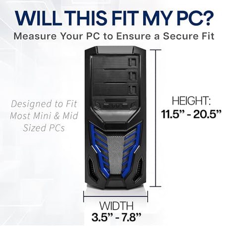 VIVO Adjustable Under Desk and Wall 3.5 to 7.8 inch Wide Office PC Mount, Computer Case CPU Machine Holder Stand with Swivel and Secure Locking, Holds 22 lbs, Black, MOUNT-PC01 VIVO