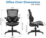 Office Chair Ergonomic Desk Chair, Computer PU Leather Home Office Chair, Swivel Mesh Back Adjustable Lumbar Support Flip-up Arms Executive Task Chair X XISHE