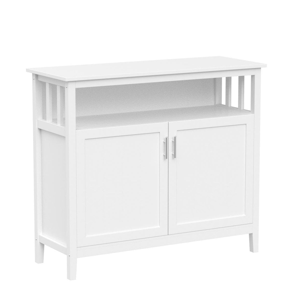 RASOO Buffet Cabinet White Kitchen Sideboard Buffet Storage Server Cupboard Cabinet Console Table with 2 Doors and Adjustable Shelf RASOO