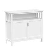 RASOO Buffet Cabinet White Kitchen Sideboard Buffet Storage Server Cupboard Cabinet Console Table with 2 Doors and Adjustable Shelf RASOO