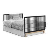 Storkcraft Santorini Deluxe 5-in-1 Convertible Crib with Bonus Toddler Guardrail (Black with Driftwood) – GREENGUARD Gold Certified, Toddler Guardrail Included in Box, Fits Standard Crib Mattress Storkcraft