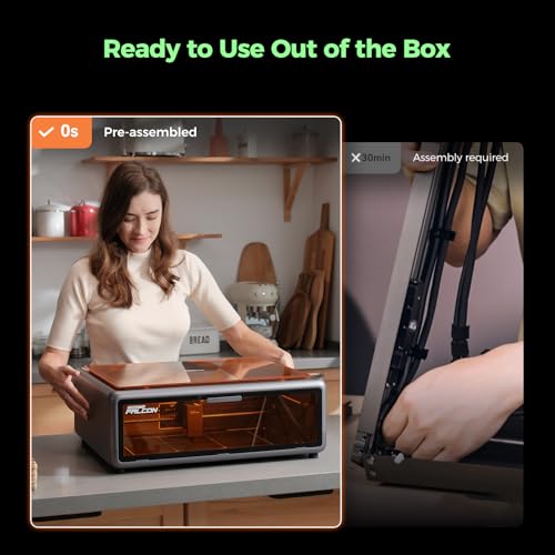 Creality Falcon A1 10W Laser Engraver, Enclosed Laser Cutter with Air Assist, 600mm/s Speed, HD Camera Positioning, Pre-Assembled & Material Recognition, Class 1 Safety, Ideal for Wood & Metal SainSmart
